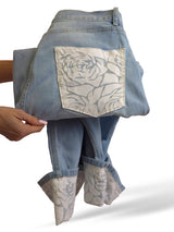 JEANS DOBLADILLO TUL FLORES