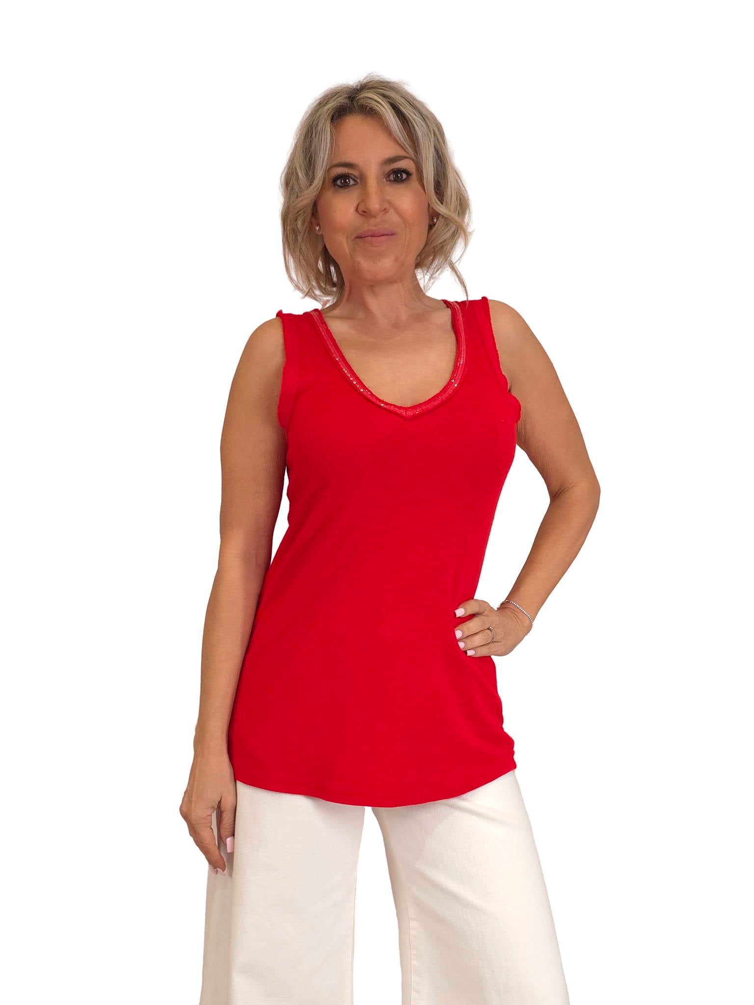 CAMISETA CANALÉ  TIRANTES LENTEJUELAS