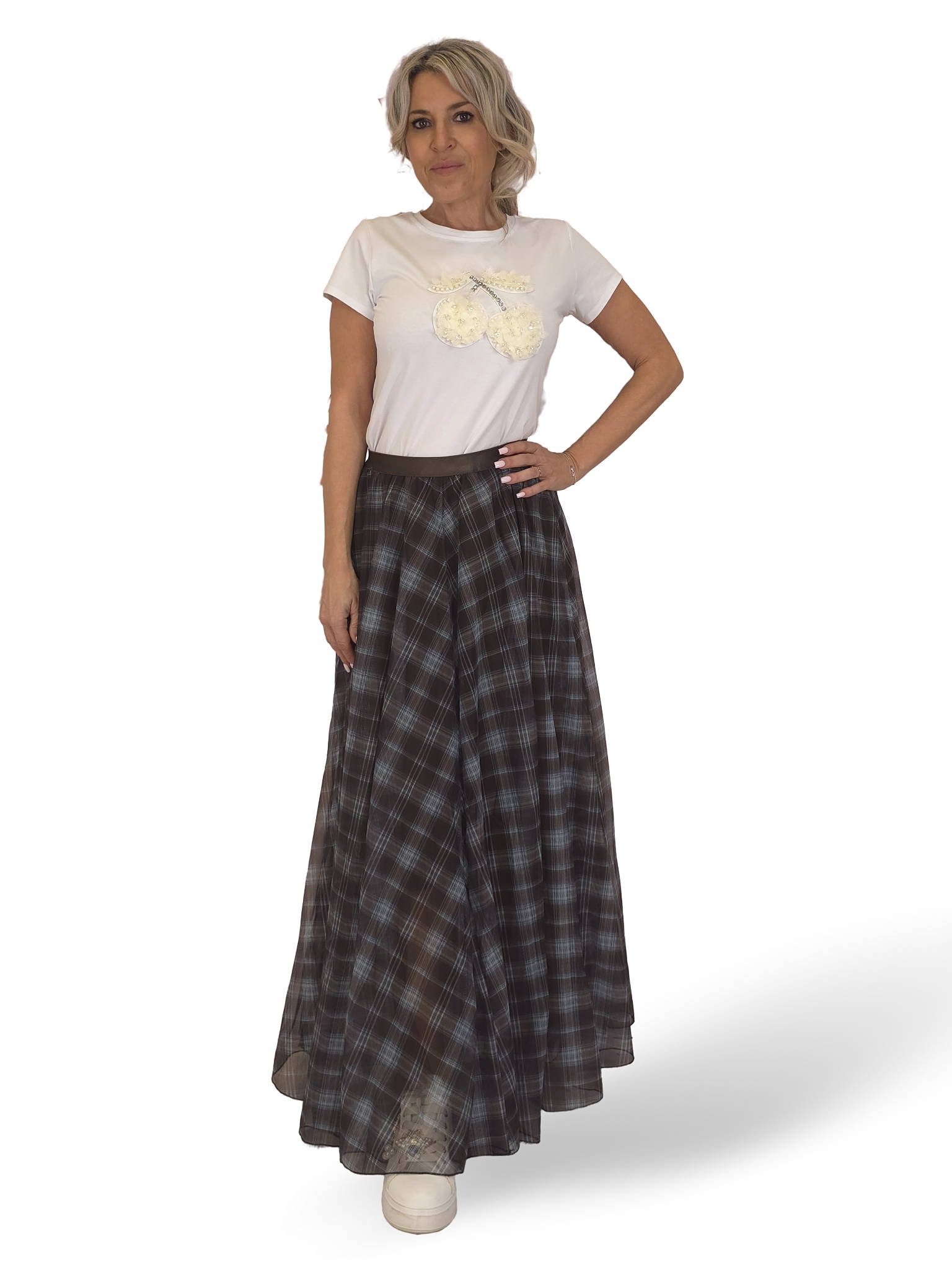 FALDA TUL CUADROS QUILLAS JOT