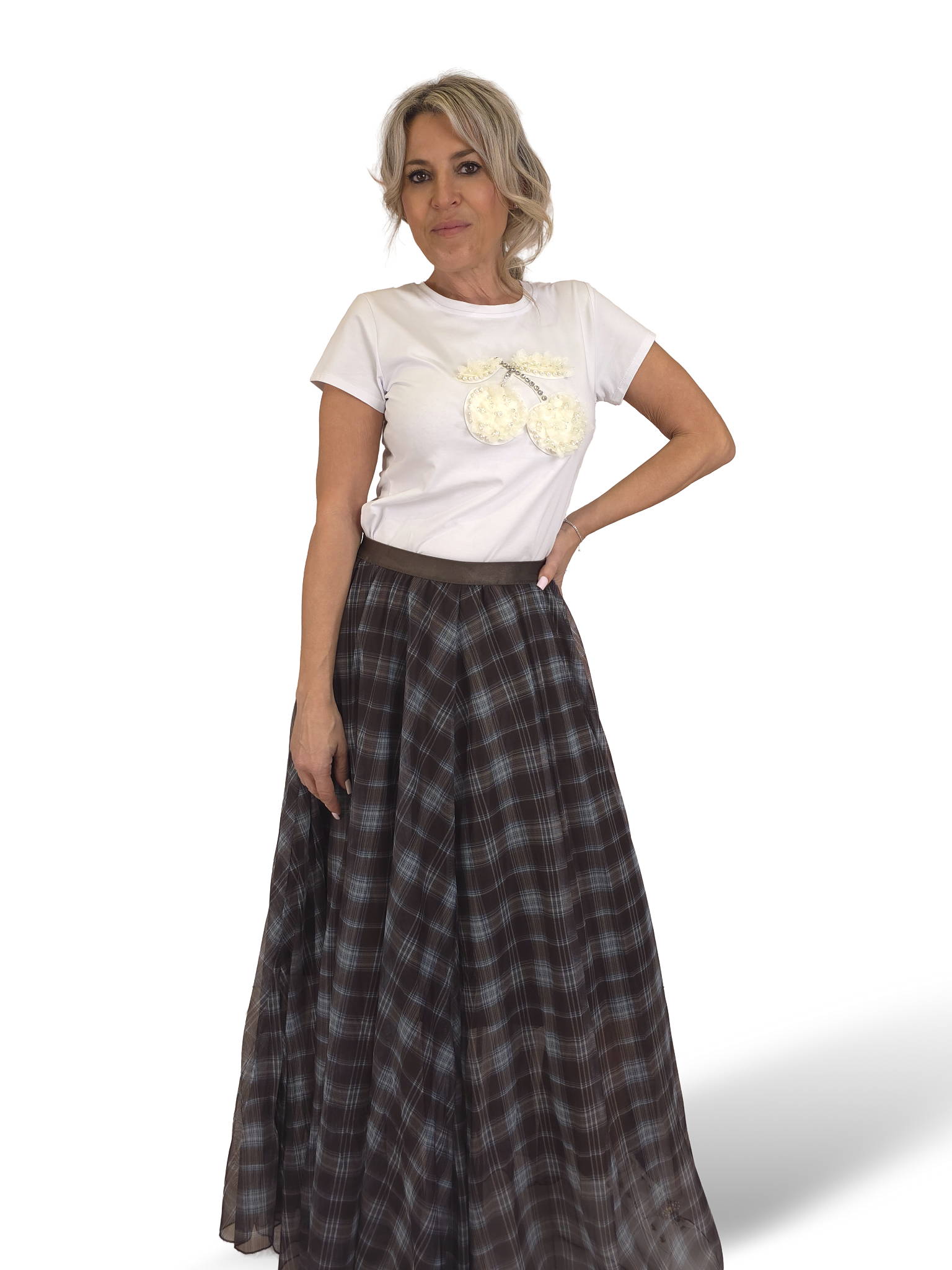 FALDA TUL CUADROS QUILLAS JOT