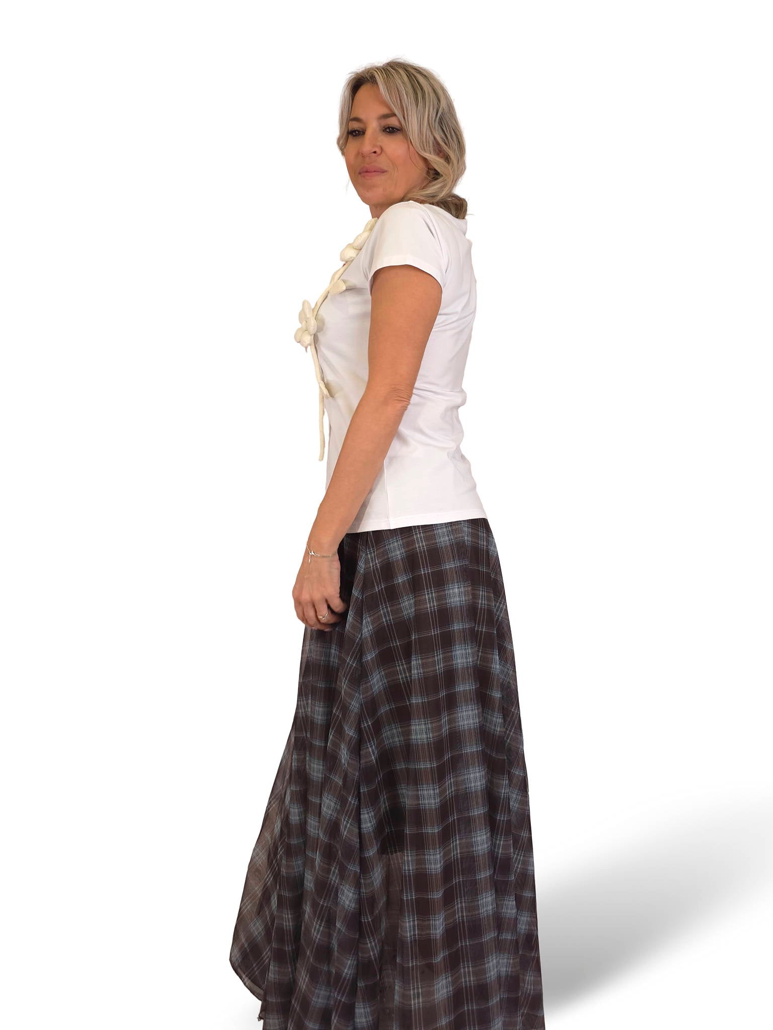 FALDA TUL CUADROS QUILLAS JOT