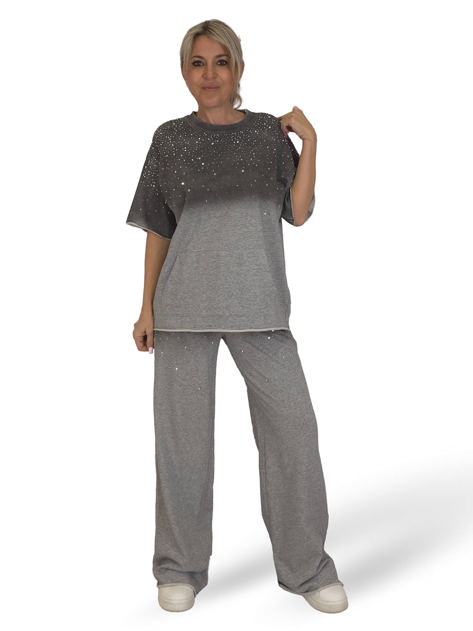 CONJUNTO SUDADERA MANGA CORTA STRASS NUVOLETTA