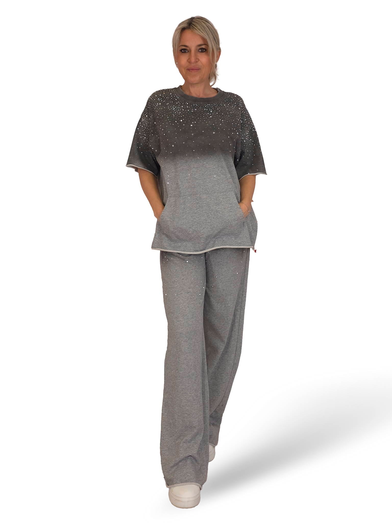 CONJUNTO SUDADERA MANGA CORTA STRASS NUVOLETTA