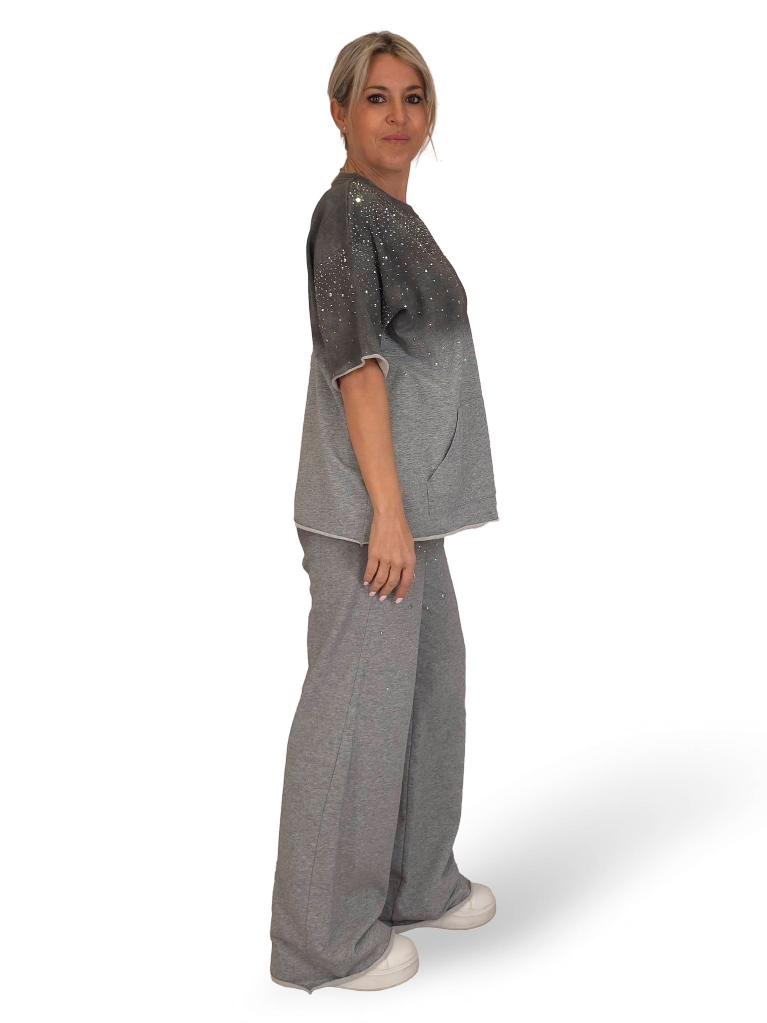 CONJUNTO SUDADERA MANGA CORTA STRASS NUVOLETTA