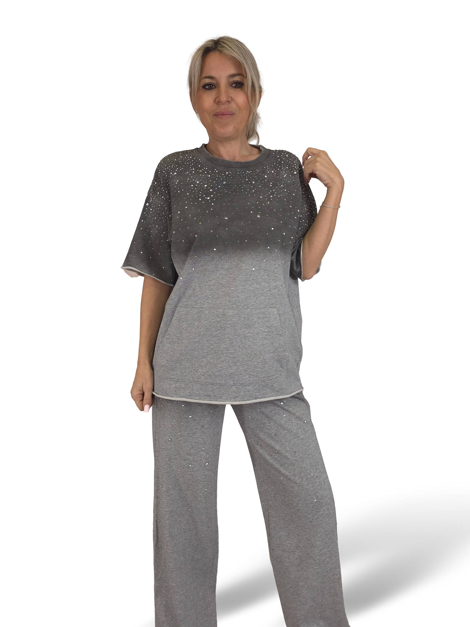 CONJUNTO SUDADERA MANGA CORTA STRASS NUVOLETTA