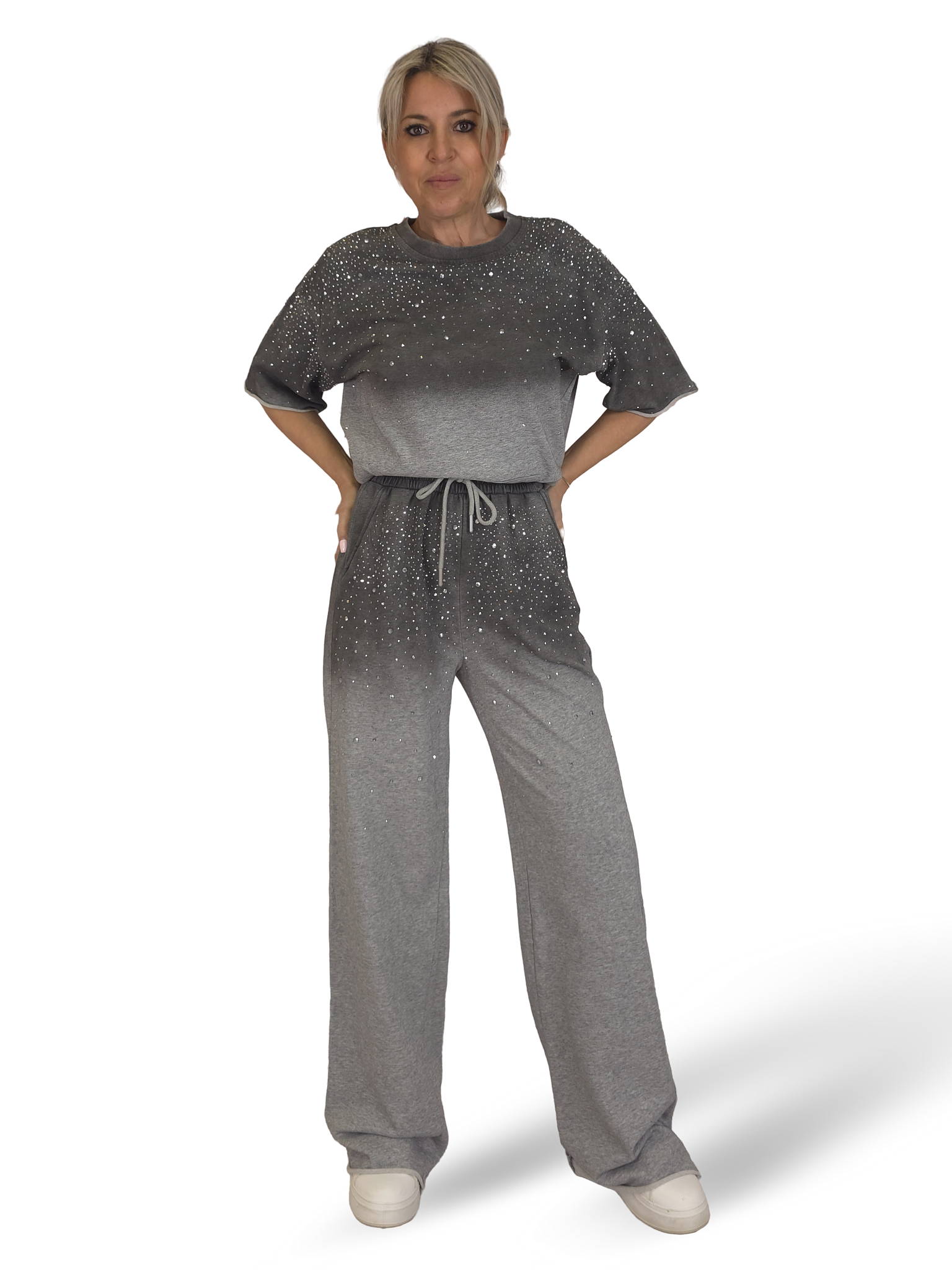 CONJUNTO SUDADERA MANGA CORTA STRASS NUVOLETTA
