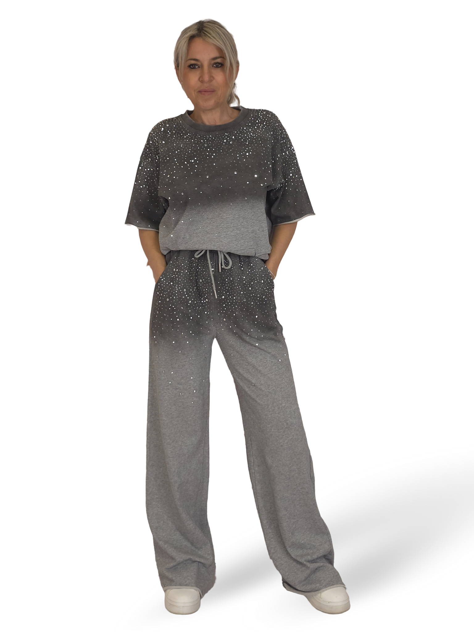 CONJUNTO SUDADERA MANGA CORTA STRASS NUVOLETTA