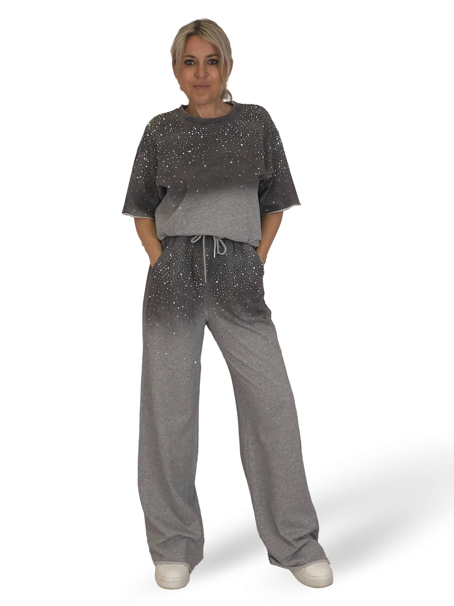 CONJUNTO SUDADERA MANGA CORTA STRASS NUVOLETTA