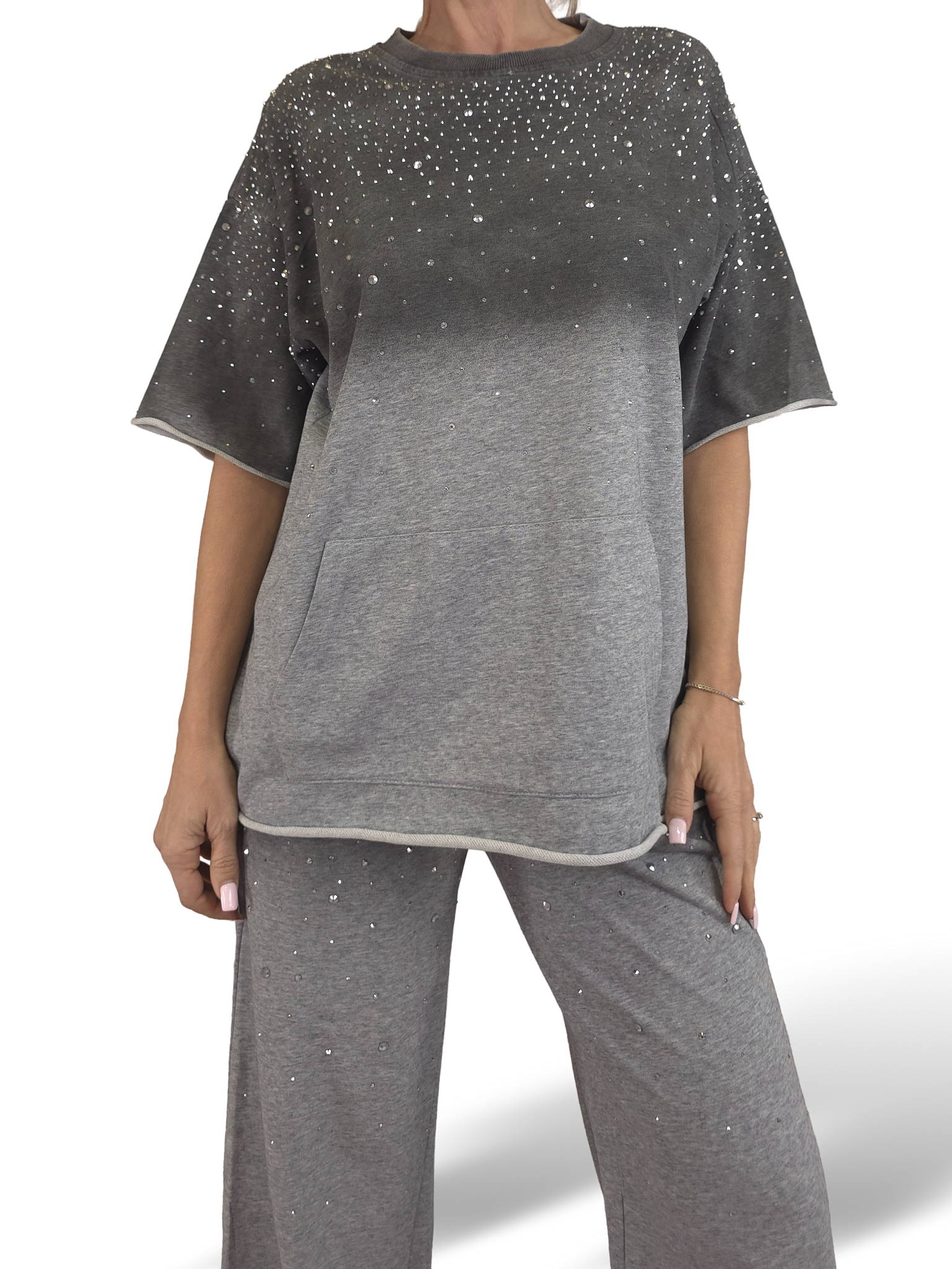 CONJUNTO SUDADERA MANGA CORTA STRASS NUVOLETTA