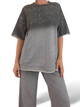 CONJUNTO SUDADERA MANGA CORTA STRASS NUVOLETTA