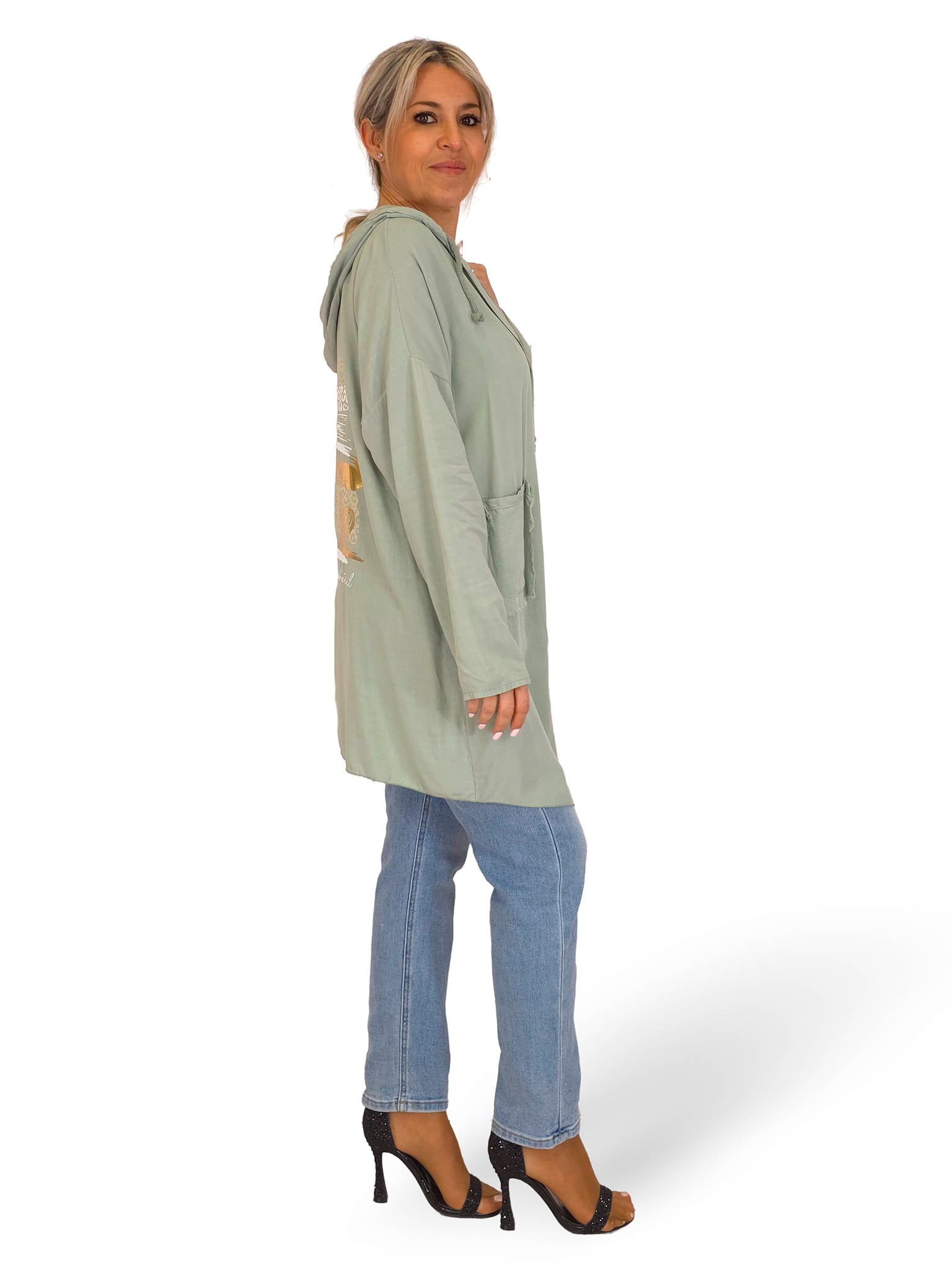 CHAQUETA FLUIDA CORAZON METALIZADO