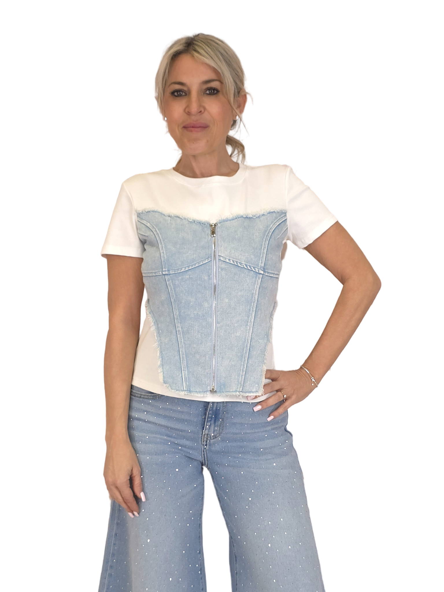 CAMISETA CORSET DENIM