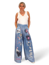 PANTALÓN EFECTO DENIM LINO ESTAMPADOS