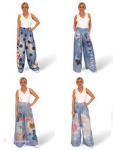 PANTALÓN EFECTO DENIM LINO ESTAMPADOS