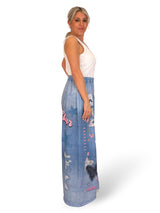 PANTALÓN EFECTO DENIM LINO ESTAMPADOS