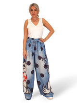 PANTALÓN EFECTO DENIM LINO ESTAMPADOS
