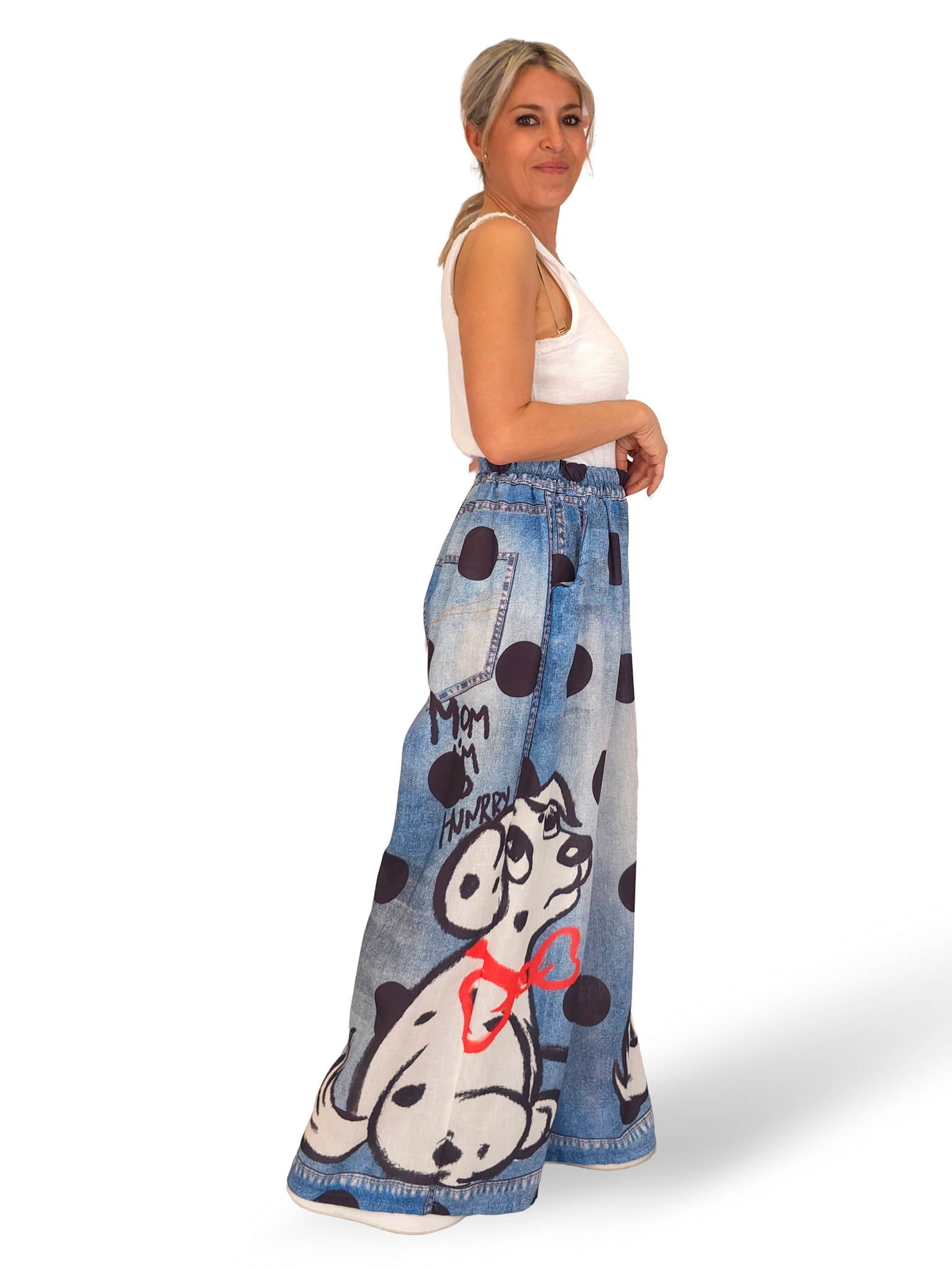 PANTALÓN EFECTO DENIM LINO ESTAMPADOS