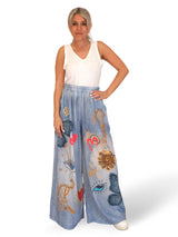 PANTALÓN EFECTO DENIM LINO ESTAMPADOS