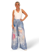 PANTALÓN EFECTO DENIM LINO ESTAMPADOS