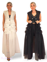 VESTIDO BLAZER VOLANTES TUL