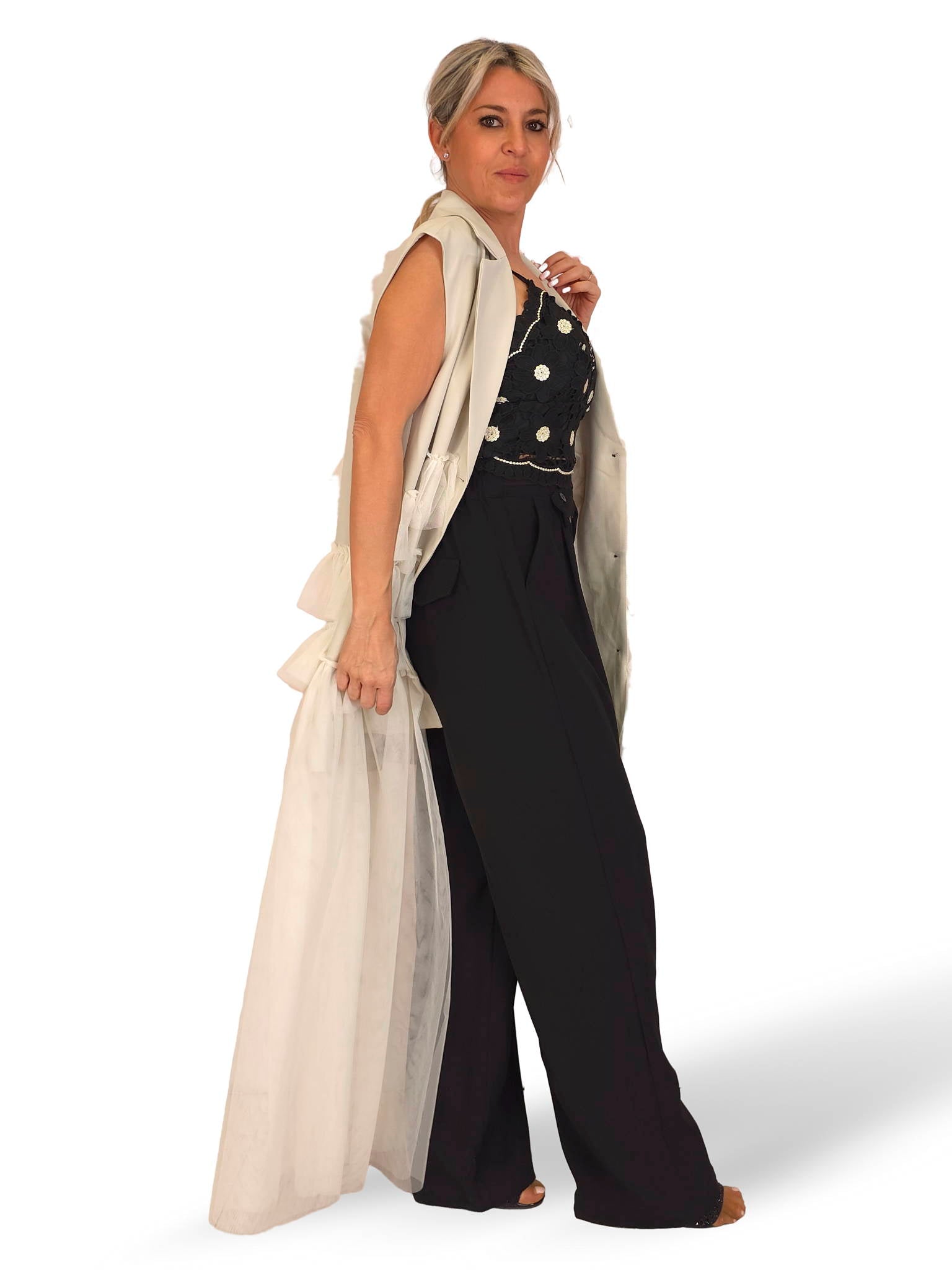 VESTIDO BLAZER VOLANTES TUL