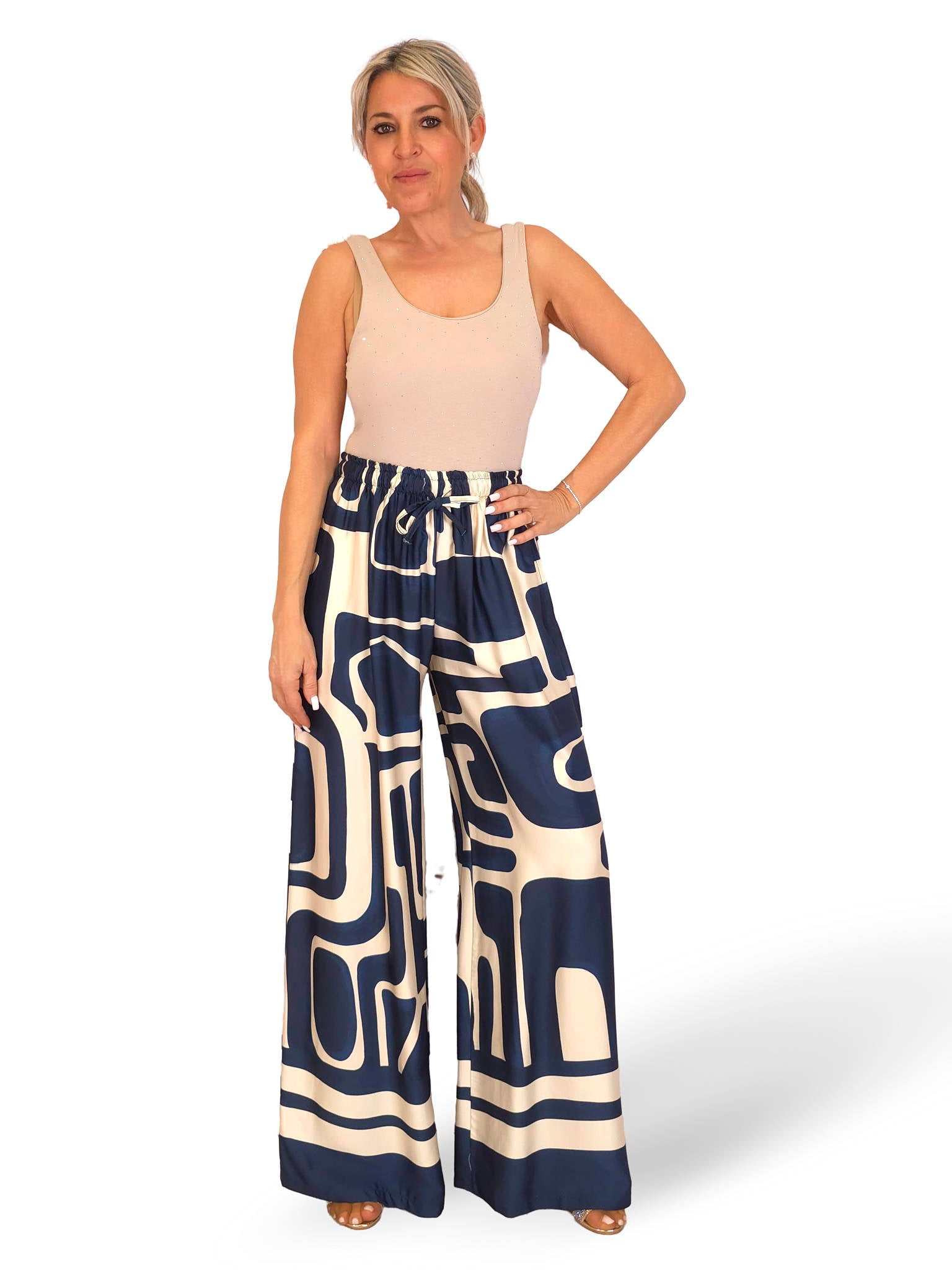 PANTALÓN ANCHO SATEN ESTAMPADO JOT