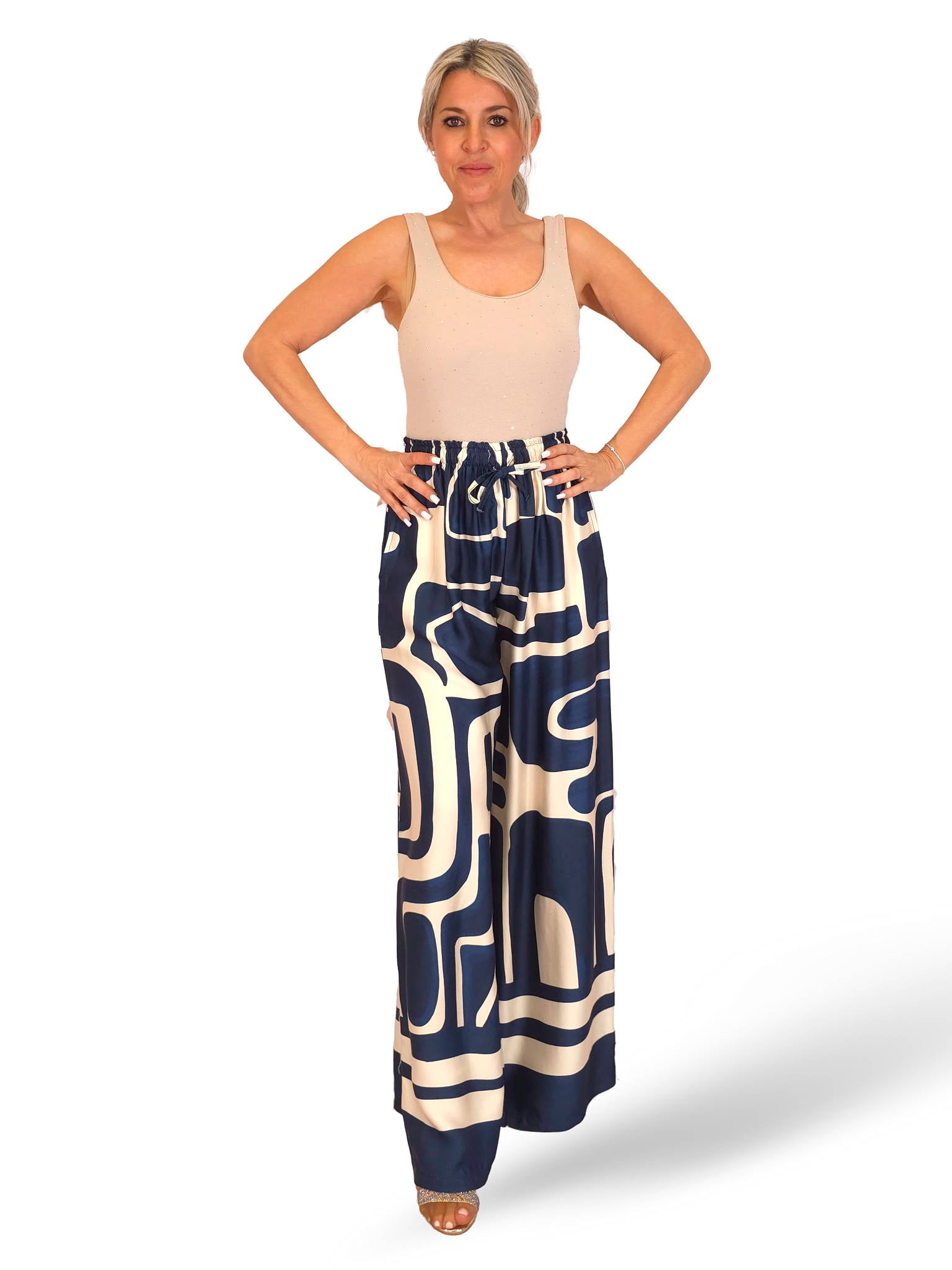 PANTALÓN ANCHO SATEN ESTAMPADO JOT