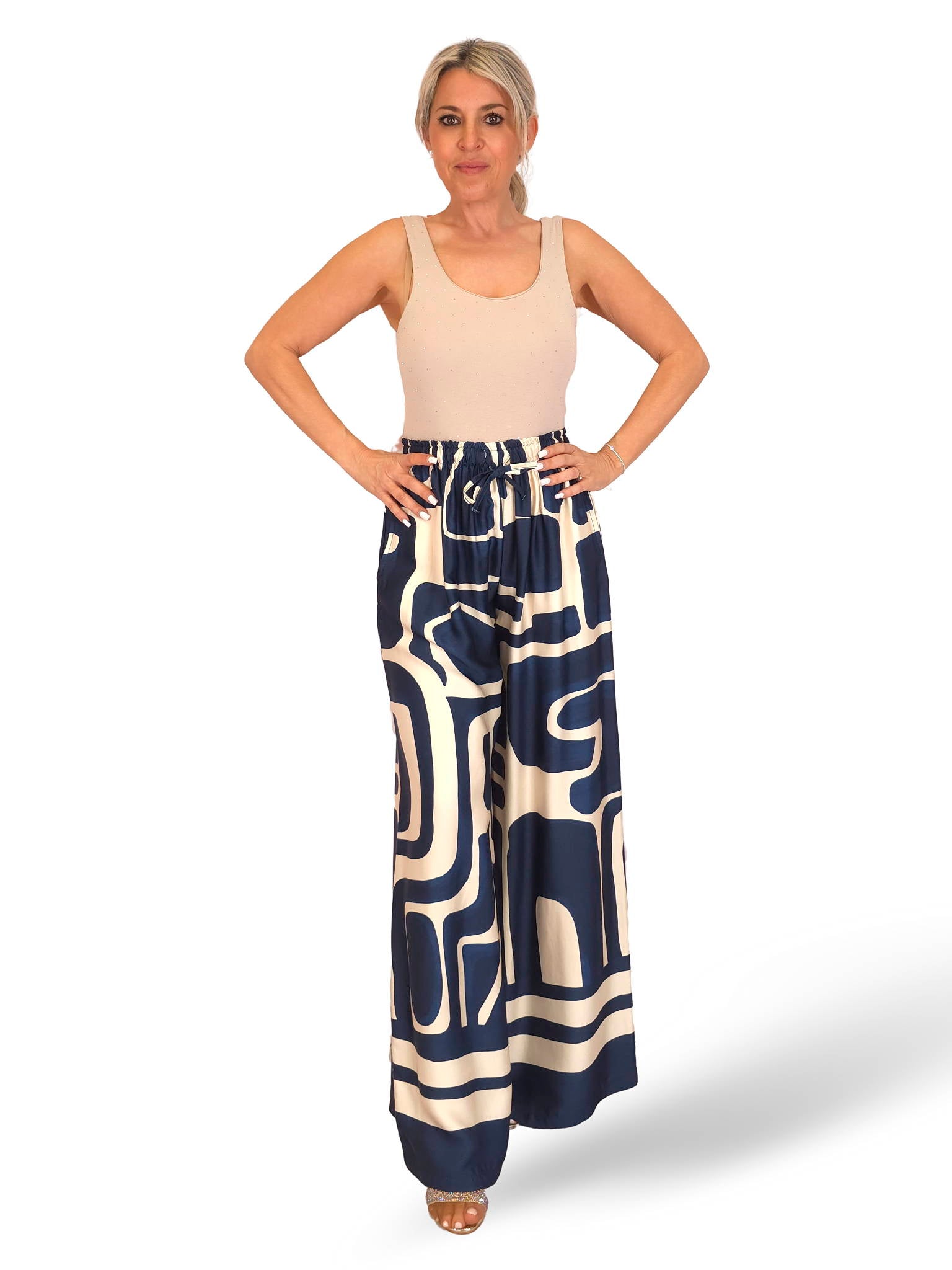 PANTALÓN ANCHO SATEN ESTAMPADO JOT