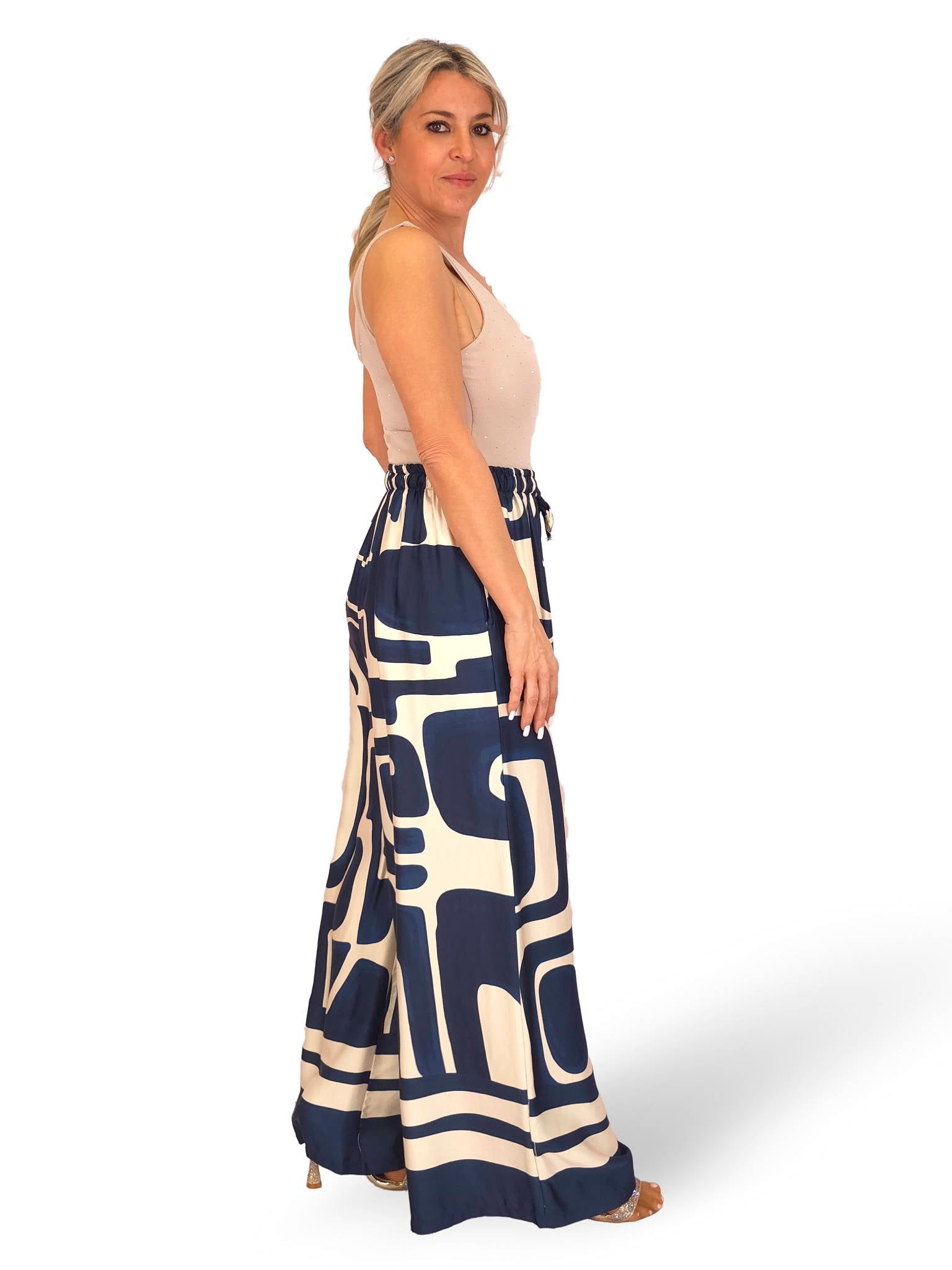 PANTALÓN ANCHO SATEN ESTAMPADO JOT