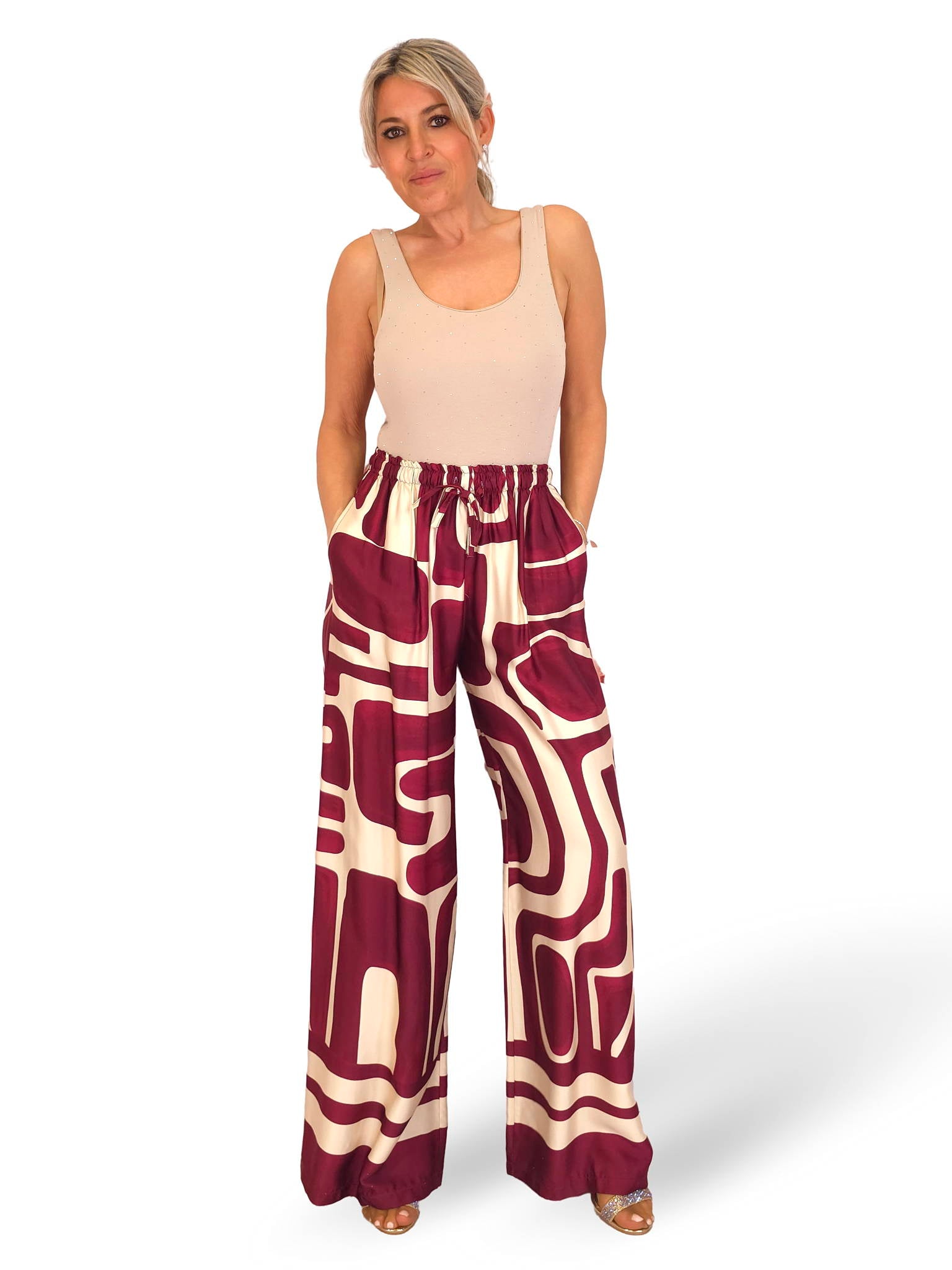 PANTALÓN ANCHO SATEN ESTAMPADO JOT