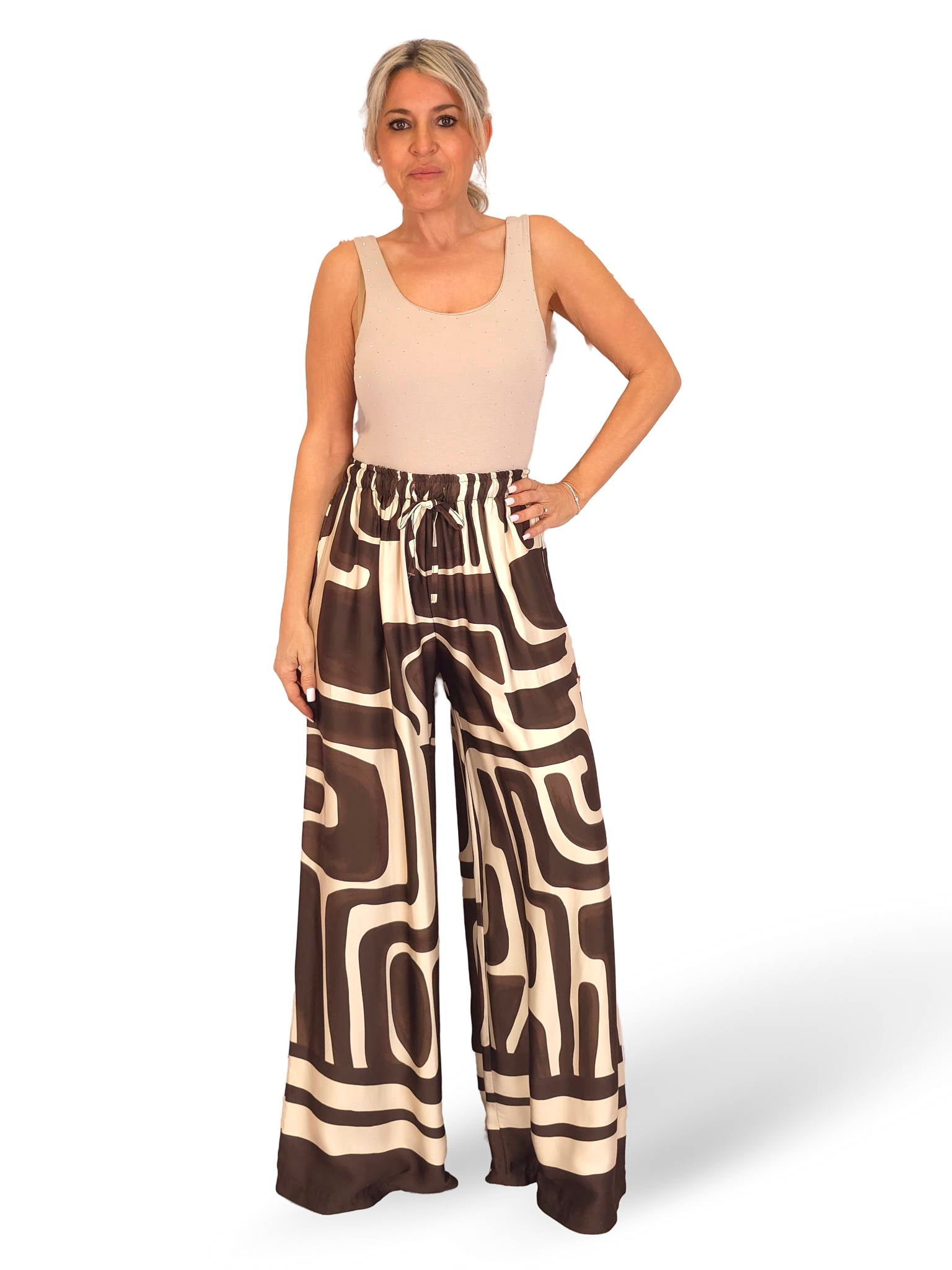 PANTALÓN ANCHO SATEN ESTAMPADO JOT