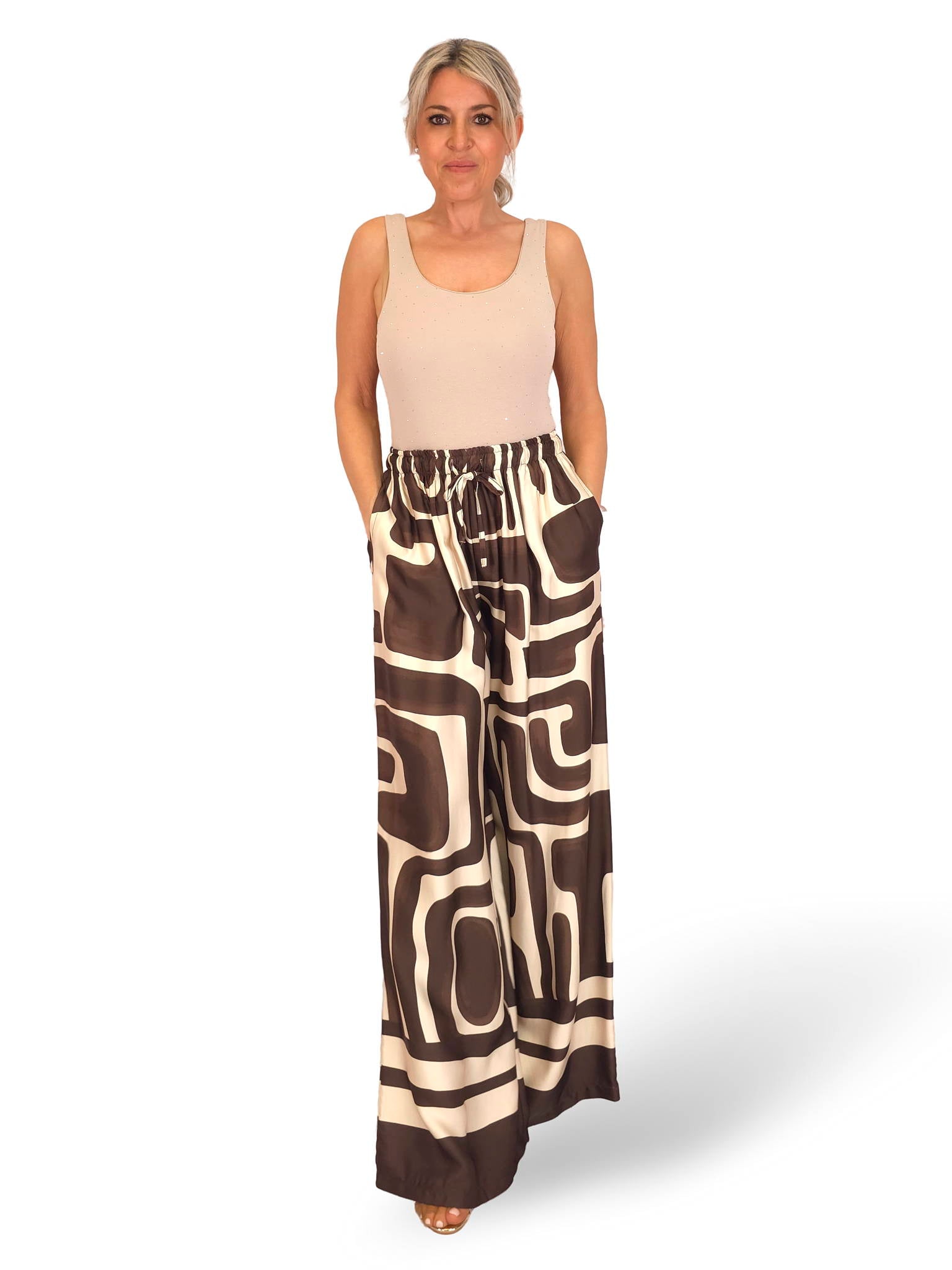 PANTALÓN ANCHO SATEN ESTAMPADO JOT