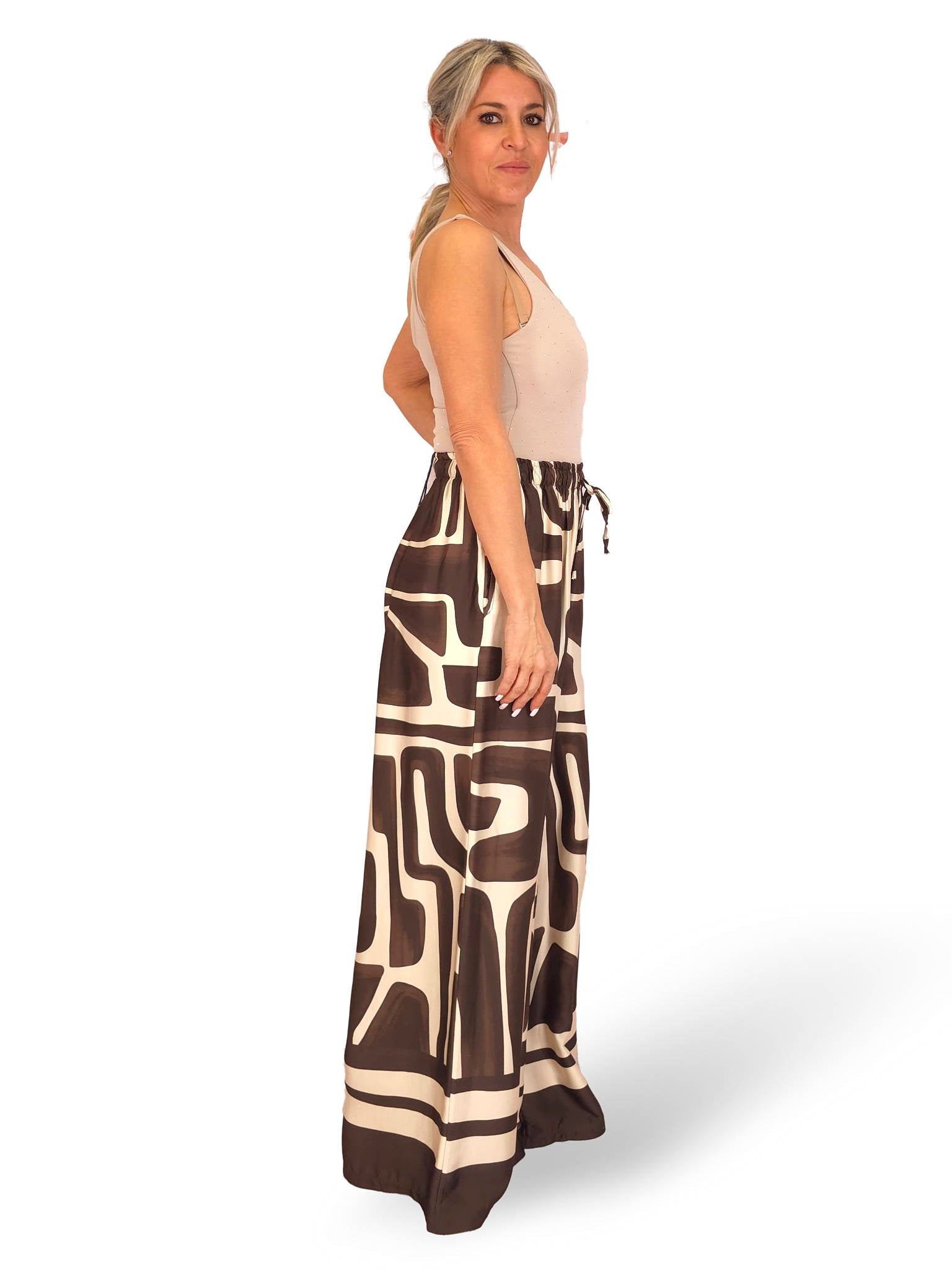 PANTALÓN ANCHO SATEN ESTAMPADO JOT