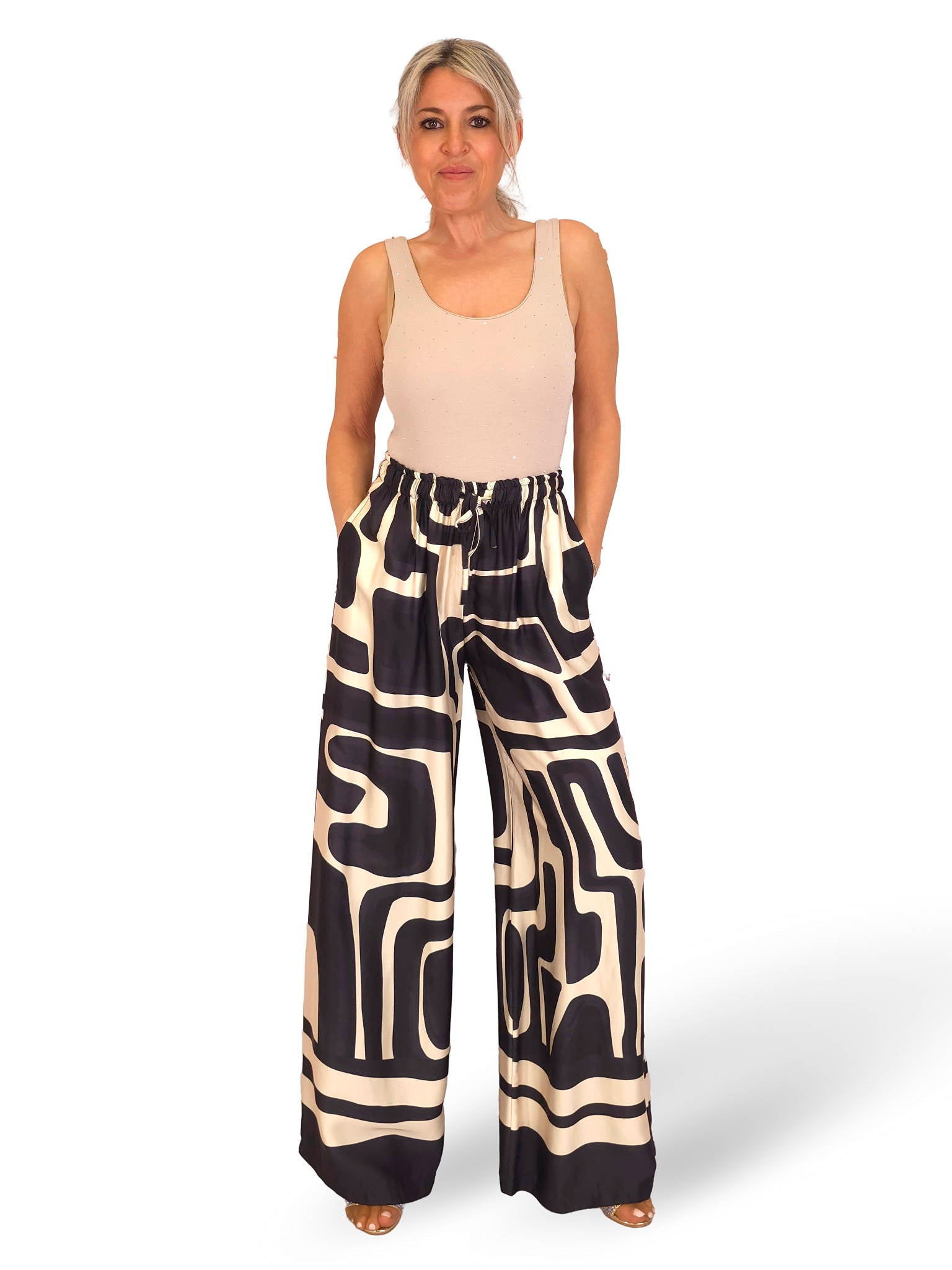 PANTALÓN ANCHO SATEN ESTAMPADO JOT