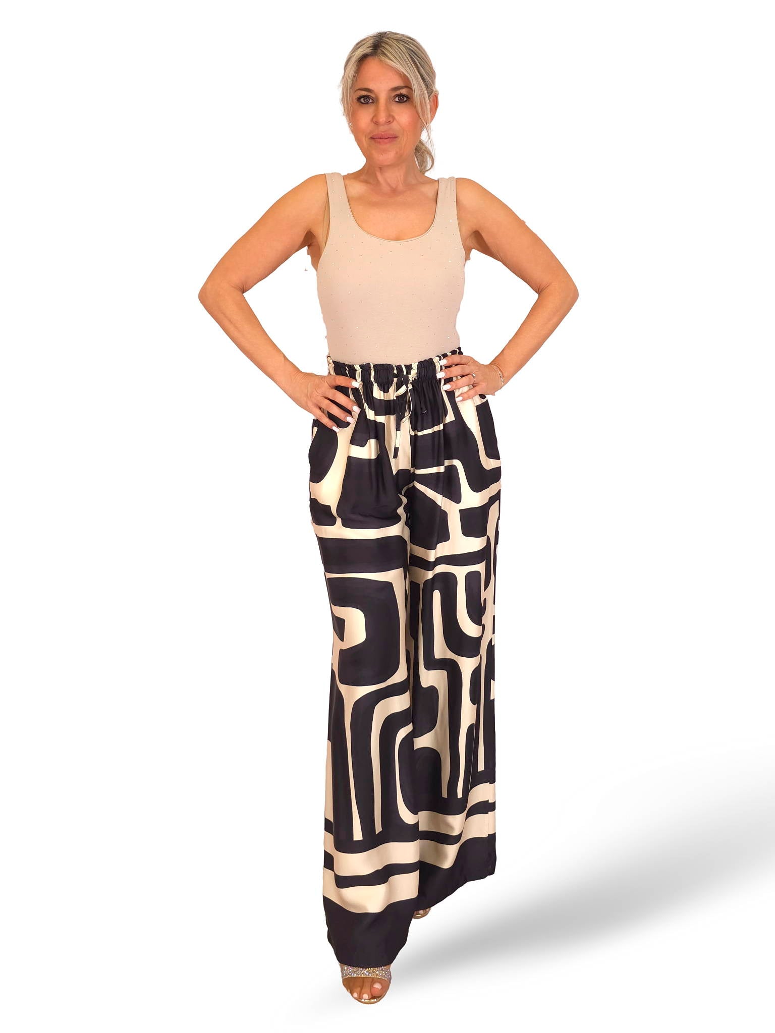 PANTALÓN ANCHO SATEN ESTAMPADO JOT