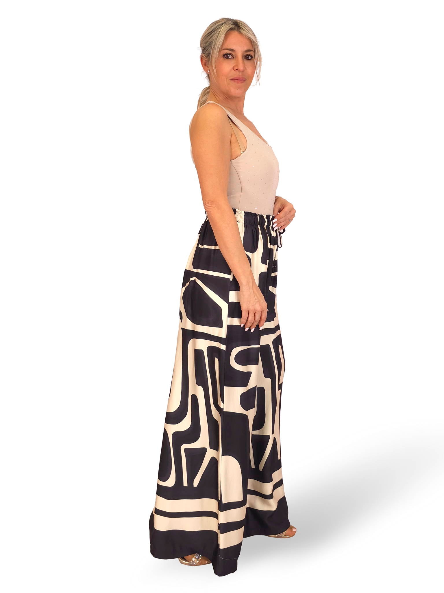 PANTALÓN ANCHO SATEN ESTAMPADO JOT