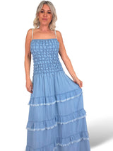 VESTIDO DENIM FRUNCIDO VOLANTES