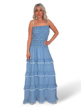 VESTIDO JEANS COM FOLHO