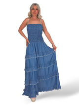 VESTIDO DENIM FRUNCIDO VOLANTES