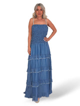 VESTIDO JEANS COM FOLHO