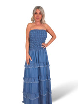 VESTIDO JEANS COM FOLHO