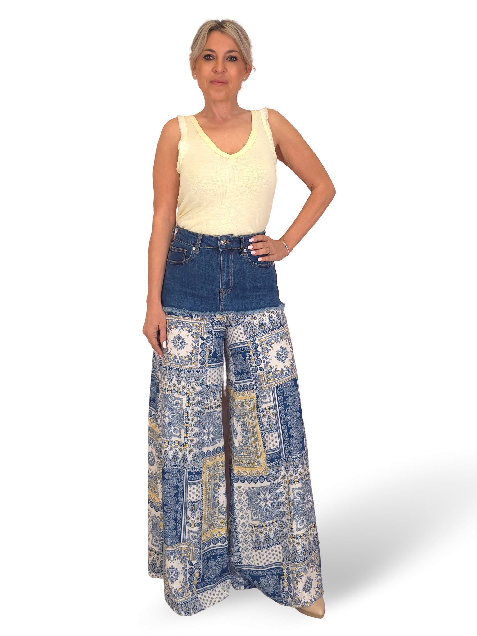 PANTALON FLUIDO COMBINADO DENIM JOT