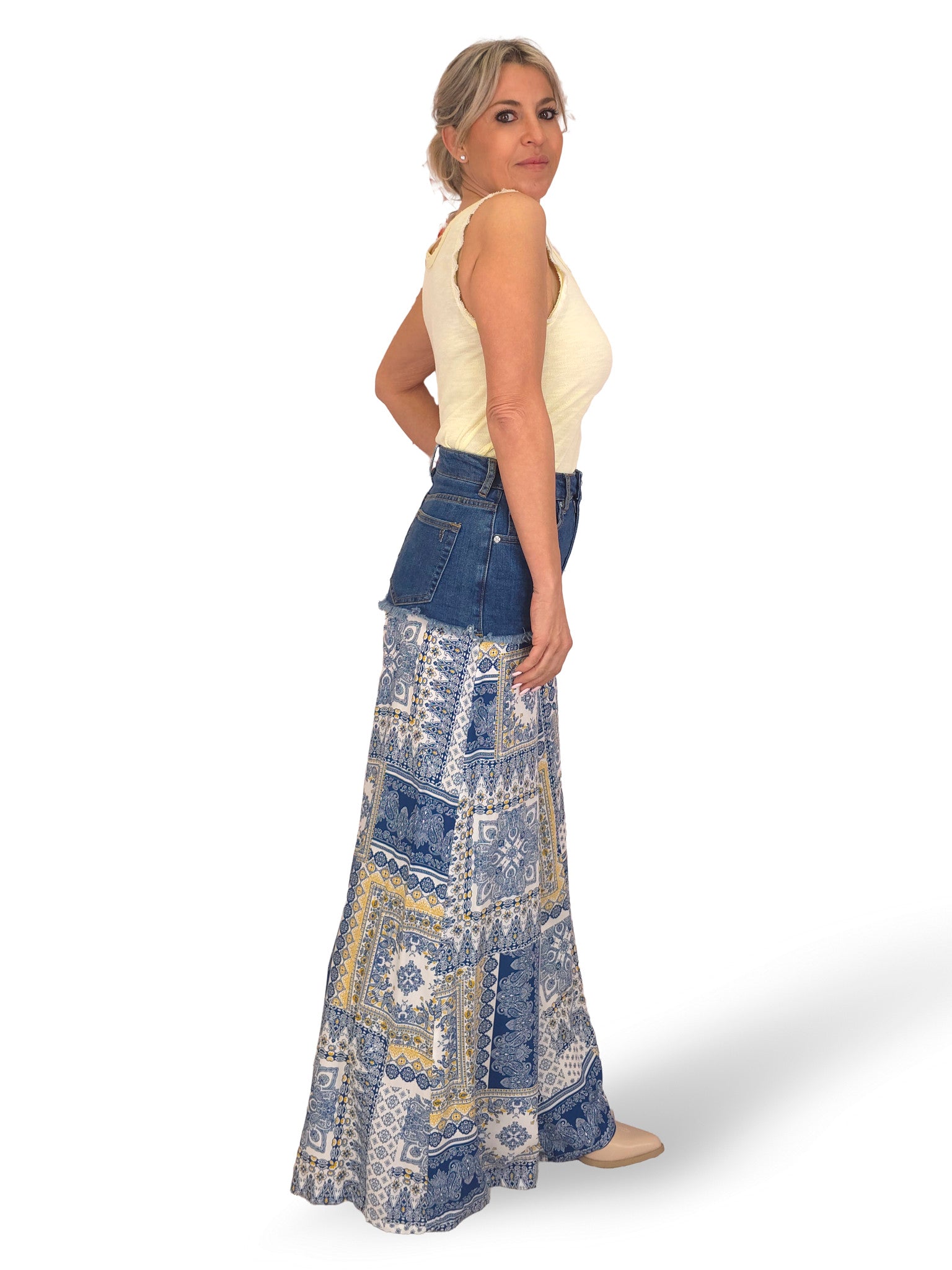 PANTALON FLUIDO COMBINADO DENIM JOT