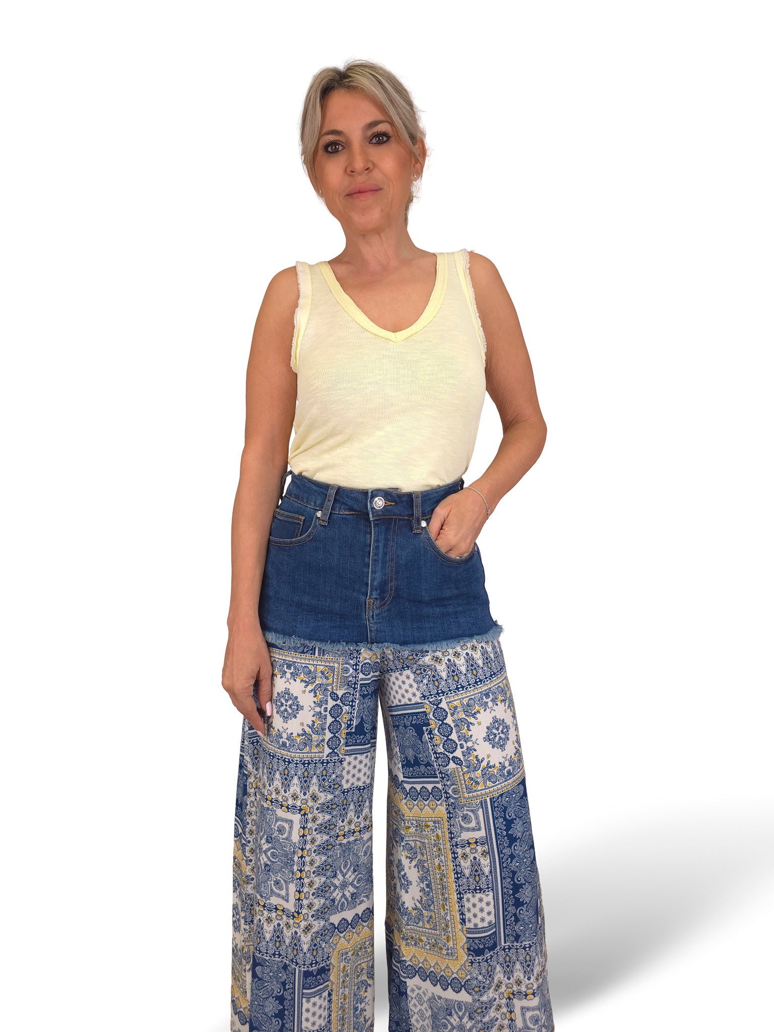 PANTALON FLUIDO COMBINADO DENIM JOT