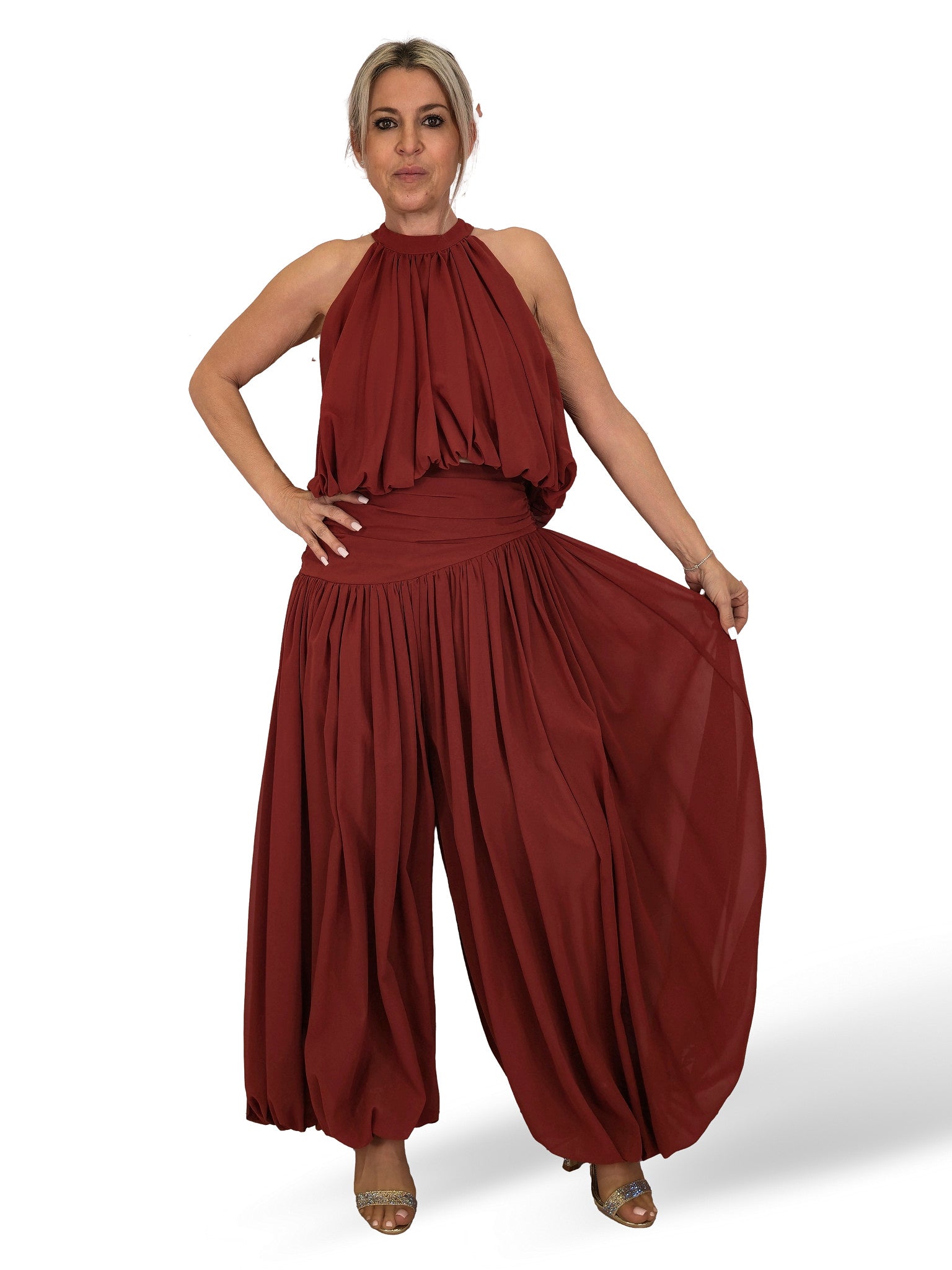 ENSEMBLE HAUT ET PANTALON EN CHIFFON ALIDN