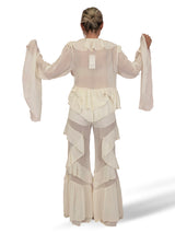 Completo composto da camicetta in chiffon e pantaloni con volant