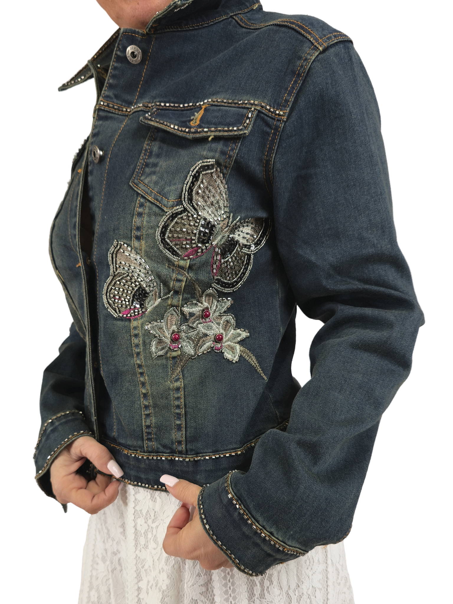 JOT bestickte Jeansjacke