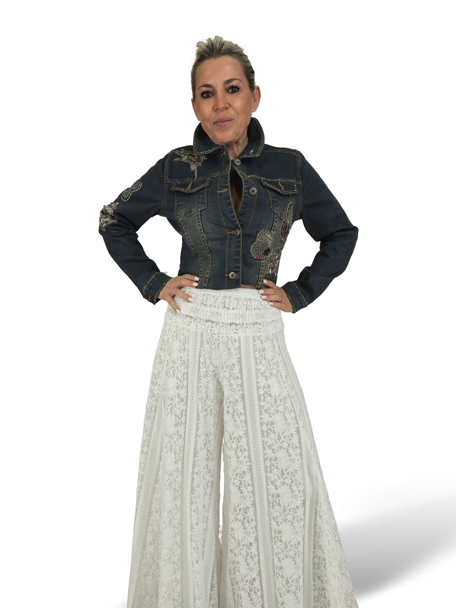 JOT bestickte Jeansjacke