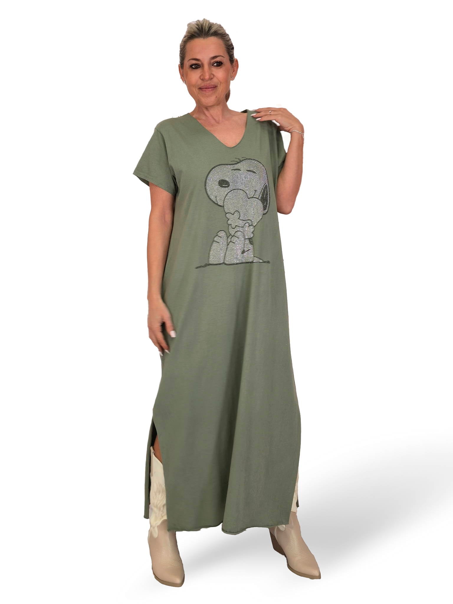 Abito lungo di Snoopy con strass