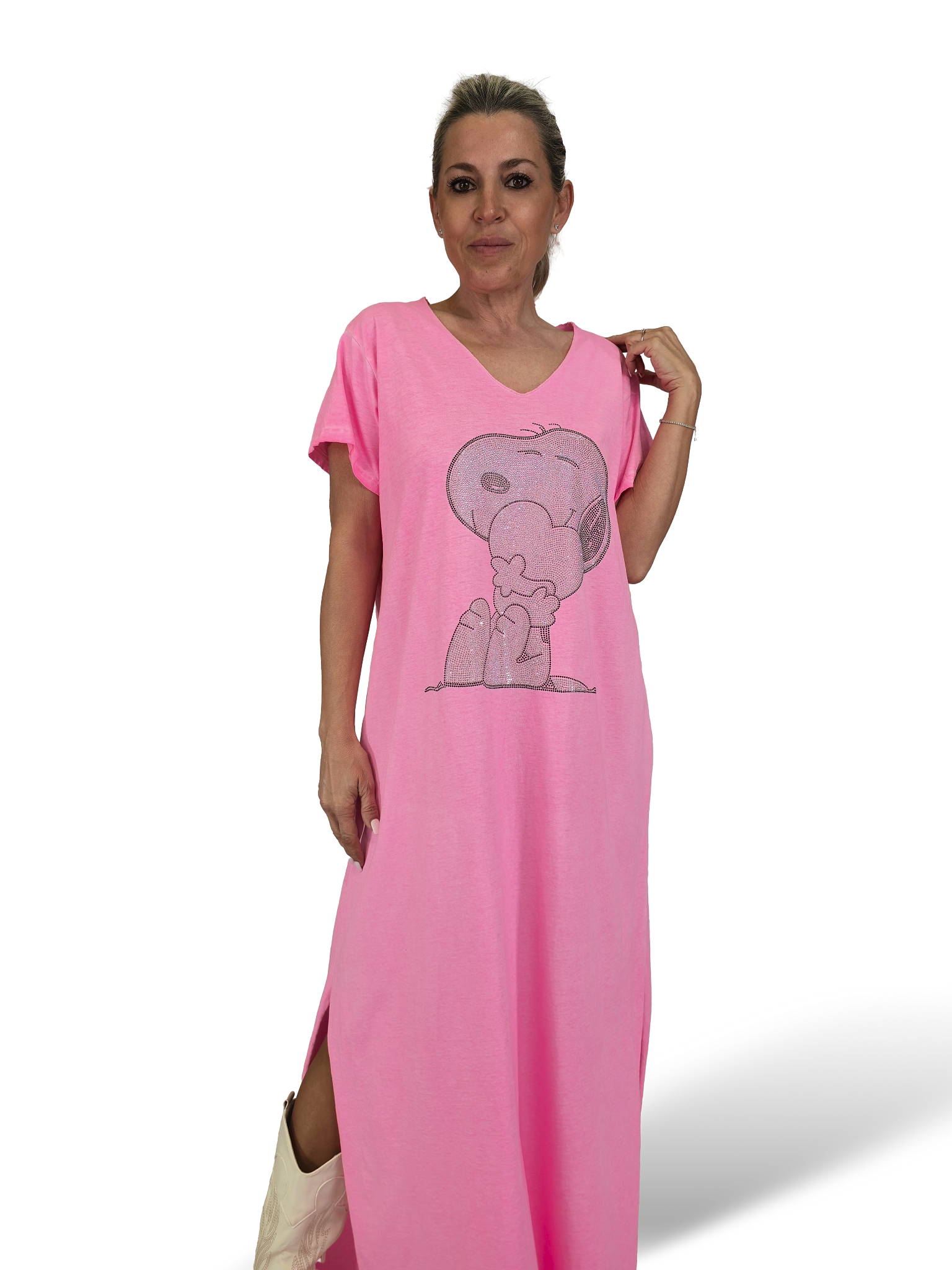 Abito lungo di Snoopy con strass